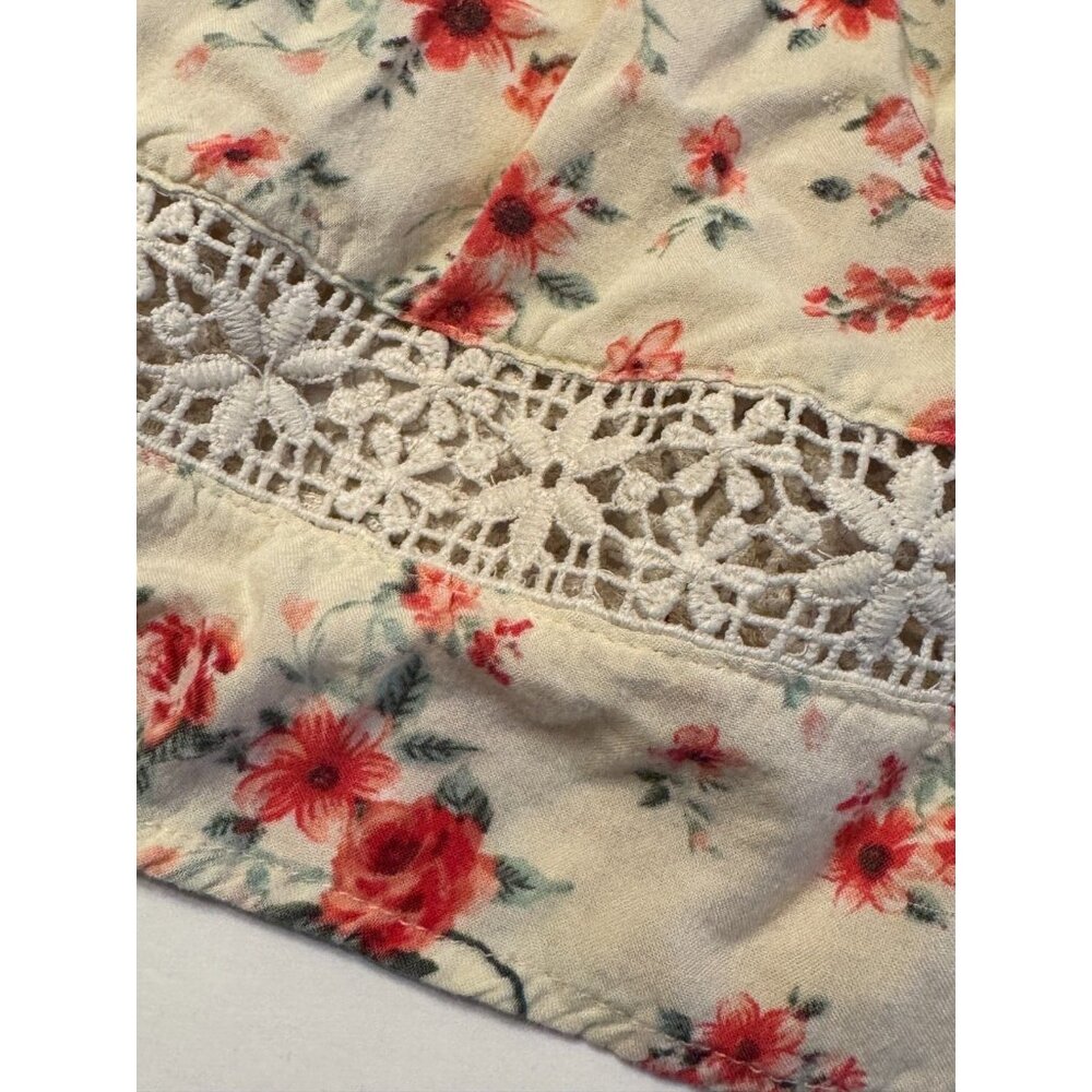 Jordache Acid Wash Denim Floral Jumper Lace Pink Flowers Vintage Size 4 5 XS - Picture 7 of 11